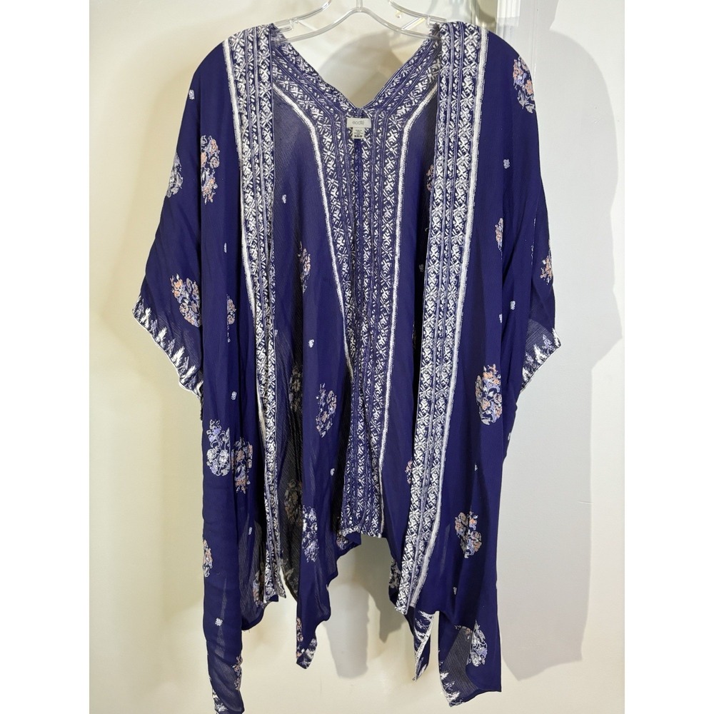 ECOTE Blue Floral Kimono Cover Up XS‎ S